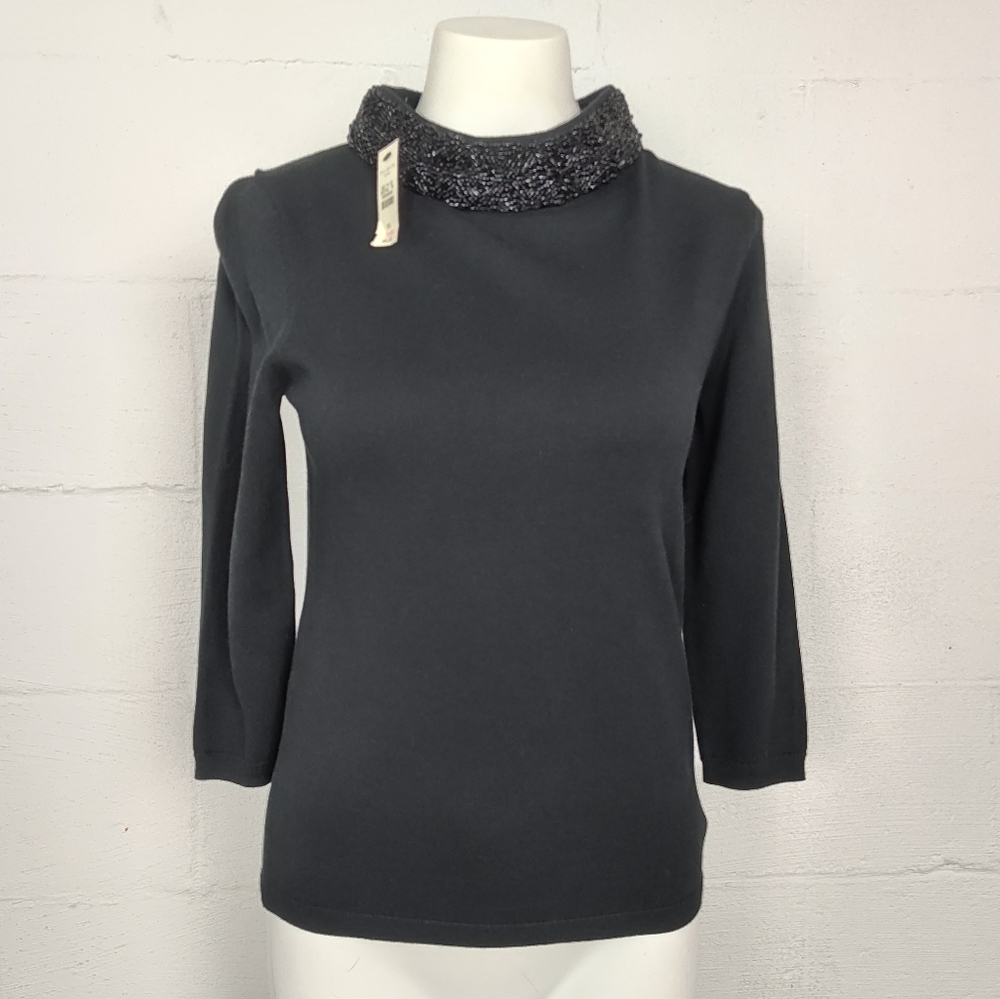 Talbot's Petites Beaded Collar Sweater